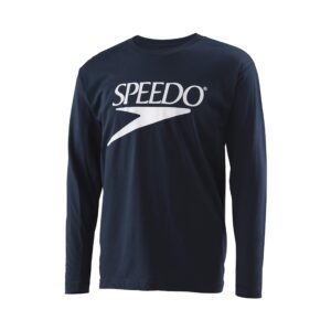 speedo unisex-adult t-shirt long sleeve crew neck vintage,new speedo navy,small