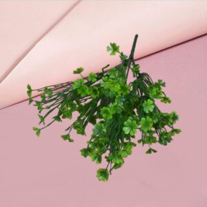 Artificial Clover Bushes Fake Plastic Greenery Plant Artificial Landscaping Shrubs Flowers Filler for Party Wedding Indoor Outside Office (Green)