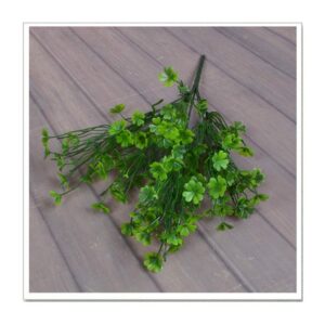 Artificial Clover Bushes Fake Plastic Greenery Plant Artificial Landscaping Shrubs Flowers Filler for Party Wedding Indoor Outside Office (Green)