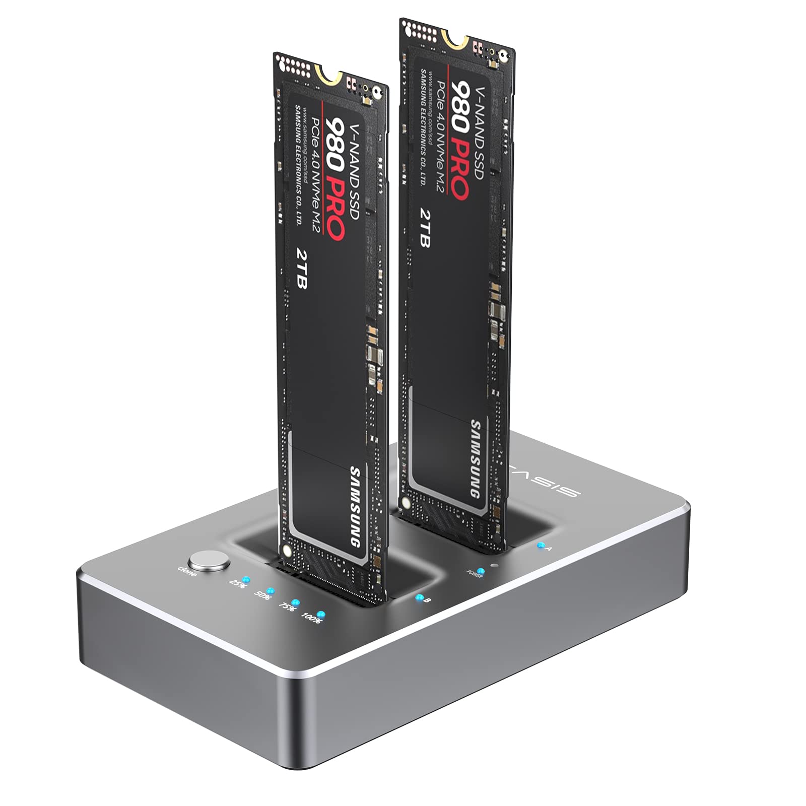 ACASIS NVMe M.2 Duplicator Dual-Bay Offline Clone USB C to NVME Docking Station for M2 SSD M Key Hard Drives Enclosure (Dual-Bay)