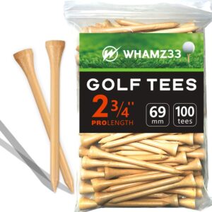 WHAMZ33 W Professional Wooden Golf Tees 2 3/4 inch Tee Pack of 100 Golf Tee