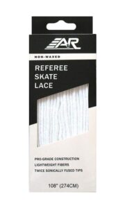a&r sports dozen pack (12 pairs) hockey referee non-waxed skate laces, white, 84"-120" (108")