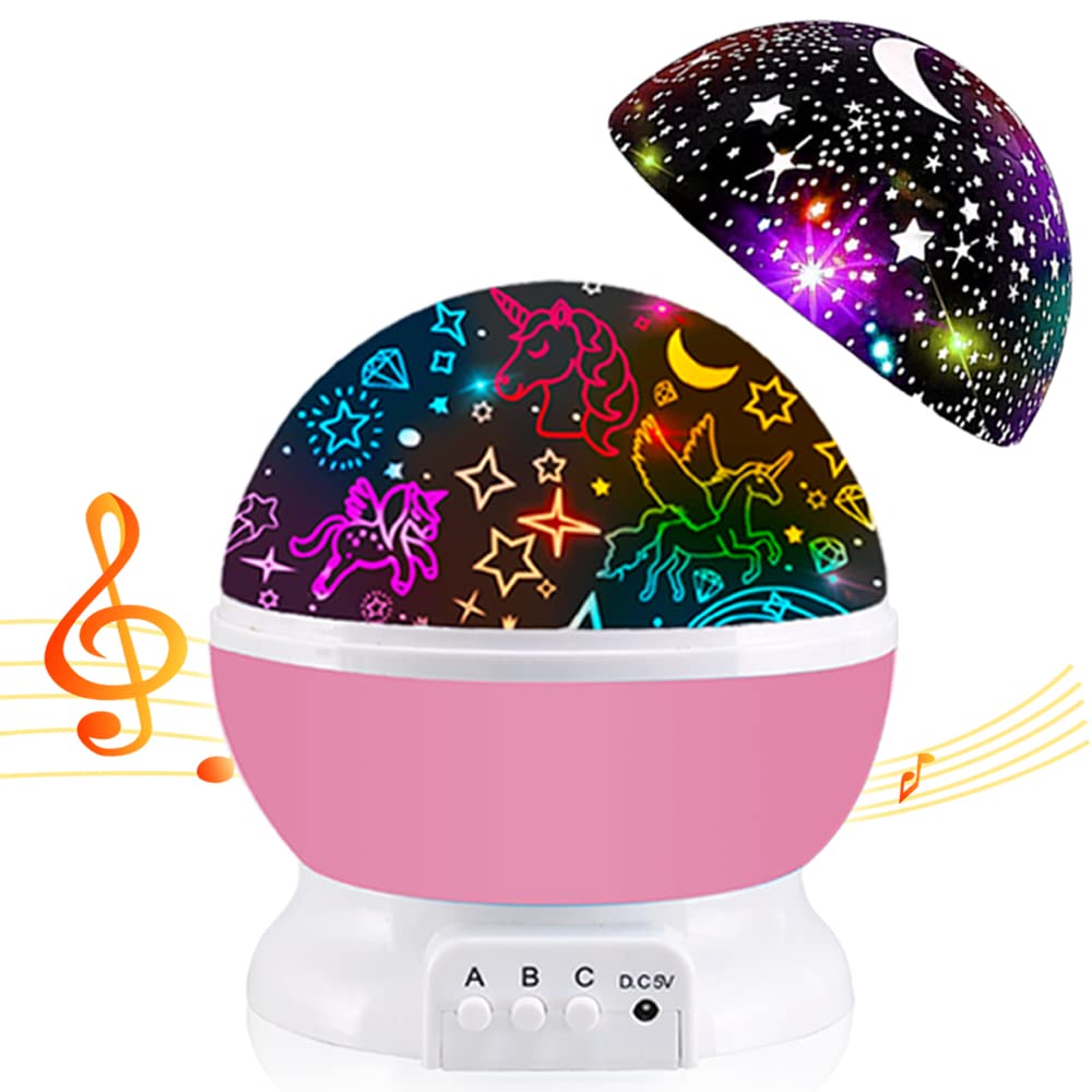 Night Light for Kids,Unicorn Gifts for Girls,Star Projection Gifts for Teenage Girls with Music 2 in 1 Popular Cool Toys Christmas Xmas Birthday Gifts for Girls Age 3 4 5 6 7 8 9Year Olds Baby Girls