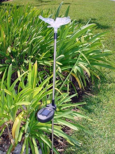 Ntertainment House Set of 1 Solar Garden Stake Lights with Color Changing LED or Regular White LED Landscape Path Lights (1 Piece) (Butterfly)