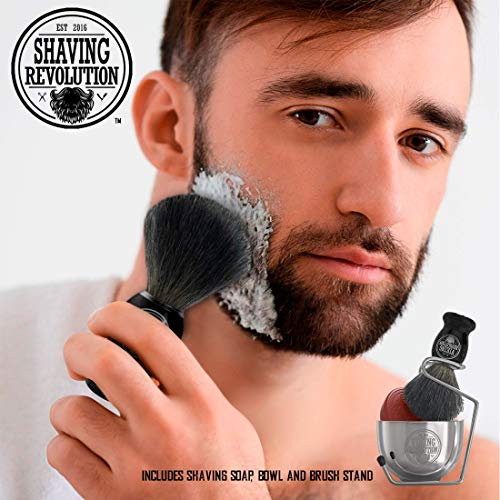 Luxury Shaving Brush Set - Shaving Kit for Men Includes Badger Hair Shaving Brush, Shaving Soap, Stainless Steel Shaving Bowl, Safety Stand