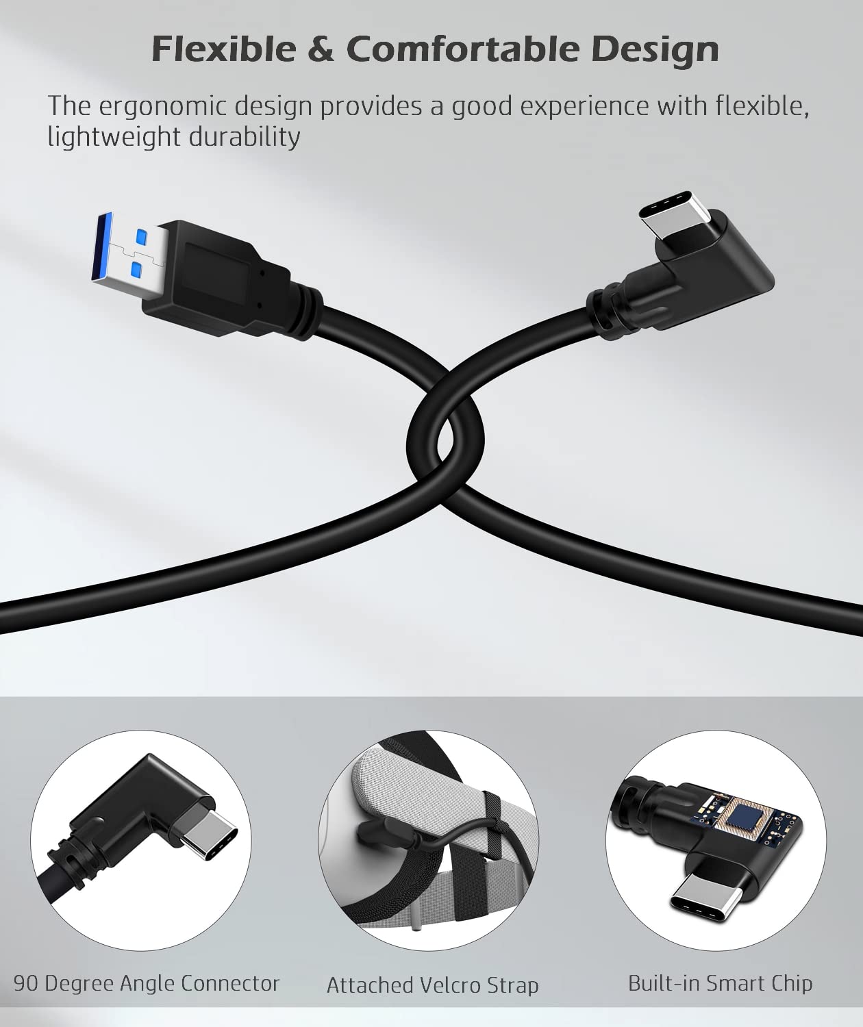 VOKOO Link Cable Compatible with Meta/Oculus Quest 3 Accessories, USB C 3.2 Gen1 High Speed Data Transfer & Fast Charging Cable, 16ft