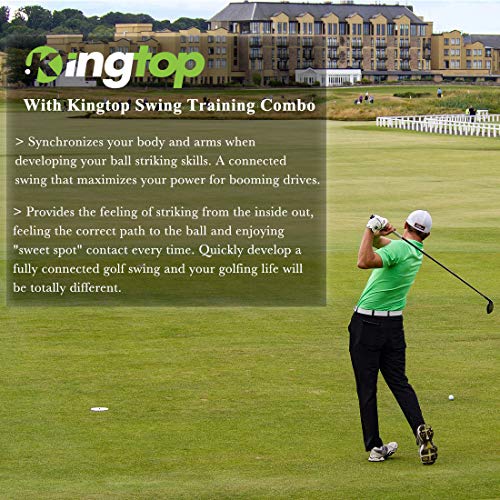 KINGTOP Golf Swing Training Aids Combo- Arm Band, Elbow Correction, Wrist Hinge Trainer, Wrist Brace Band, Leg Rod Corrector, Improve Your Golf Game to The Next Level