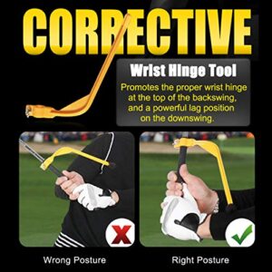 KINGTOP Golf Swing Training Aids Combo- Arm Band, Elbow Correction, Wrist Hinge Trainer, Wrist Brace Band, Leg Rod Corrector, Improve Your Golf Game to The Next Level