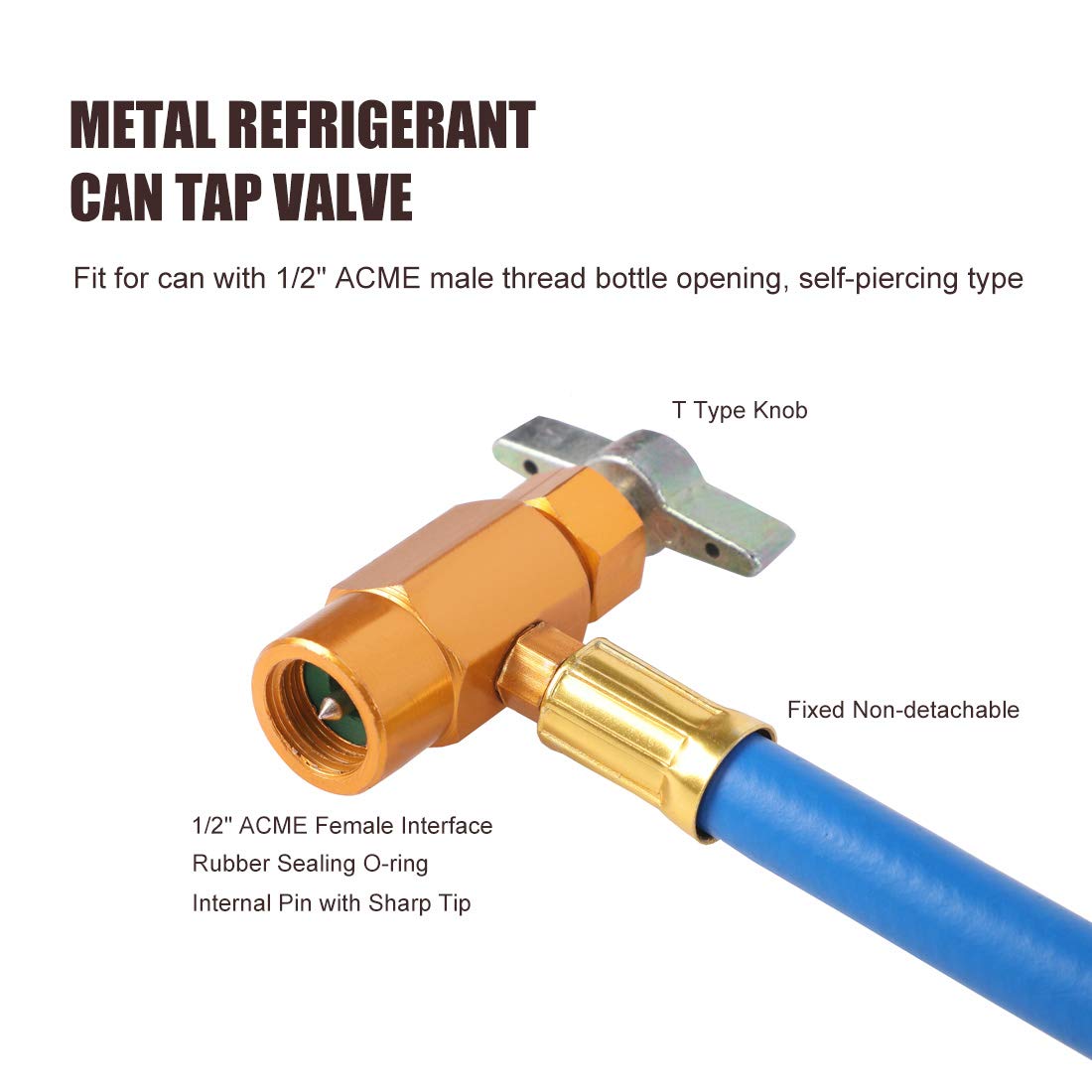 JIFETOR AC Charge Hose with Gauge, Car R134A Refrigerant Recharge Kit, Auto Air Conditioning U Charging Hose Low Pressure Measuring Meter with 1/2 inch Can Tap and R134A Quick Coupler, 100PSI