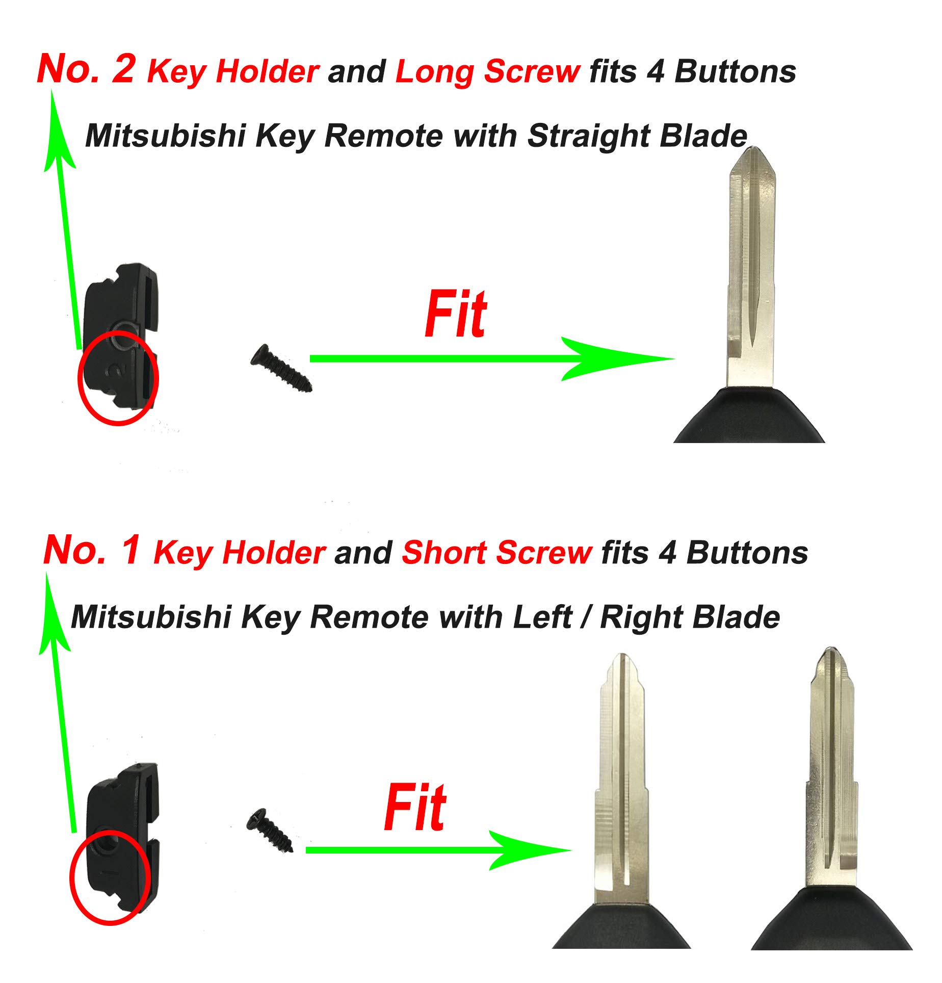 J-ACCES Replacement Key Fob Cover Case Shell Fit for Mitsubishi Eclipse Lancer Endeavor Galant Outlander 4 Buttons Keyless Entry Remote Car Key Fob Cover Housing with Button Pad and Screwdriver (1)