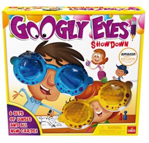 goliath googly eyes showdown - family drawing game with crazy, vision-altering glasses - includes a fun burger party card game