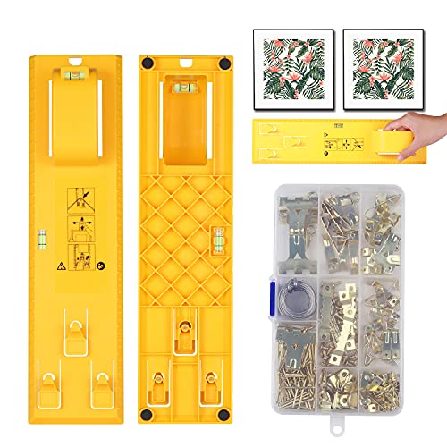 Picture Hanging Kit Picture Frame Hanger Tool 238 Pieces Heavy Duty Photo Hanger Accessories with Picture Hanging Wire, Hooks, Nails and Wall Hanger Level