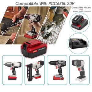 TenHutt 【Upgrade】 2Pack 20V 6.0Ah Max Replace Battery for Porter Cable 20V Lithium Battery Compatible with PCC685L PCC680L PCC682L PCC6 20V Cordless Power Tools