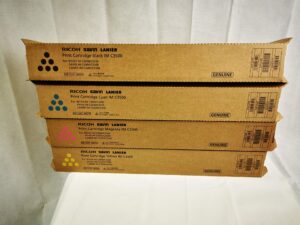 genuine ricoh 842251, 842252, 842253, 842254 toner cartridges (1 set of 4) for ricoh im c3500 / c3000 + a free car air fresher