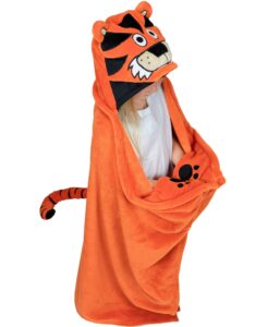 lazy one wearable hooded blanket for kids, animal hooded blanket (tiger blanket)
