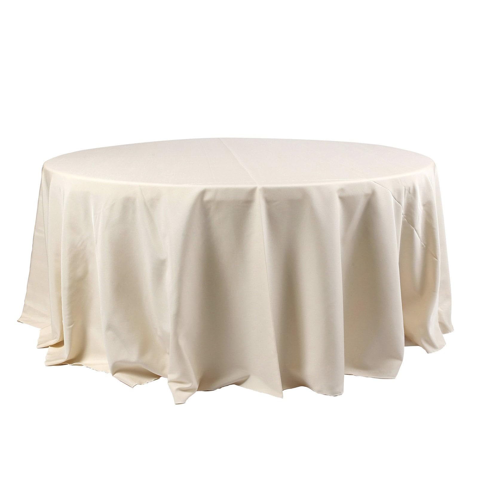 Efavormart 10PCS 120" Wholesale Round Tablecloth Polyester Round Table Linens for Wedding Party Banquet Restaurant - Beige