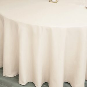 Efavormart 10PCS 120" Wholesale Round Tablecloth Polyester Round Table Linens for Wedding Party Banquet Restaurant - Beige