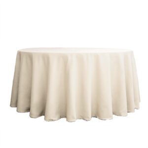 Efavormart 10PCS 120" Wholesale Round Tablecloth Polyester Round Table Linens for Wedding Party Banquet Restaurant - Beige