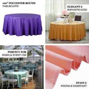 Efavormart 10PCS 120" Wholesale Round Tablecloth Polyester Round Table Linens for Wedding Party Banquet Restaurant - Beige