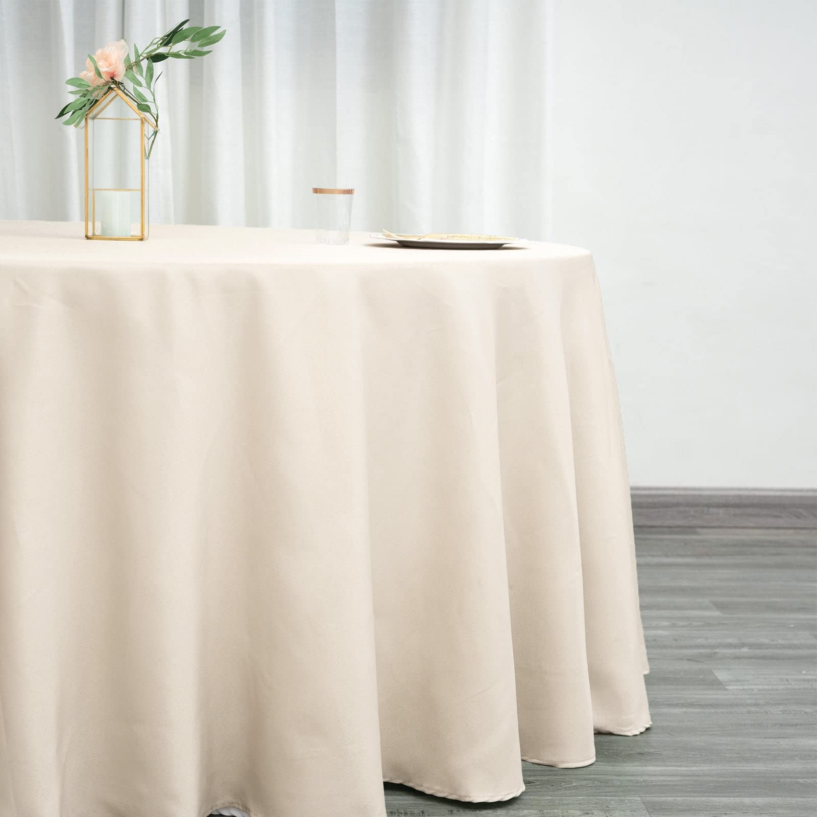 Efavormart 10PCS 120" Wholesale Round Tablecloth Polyester Round Table Linens for Wedding Party Banquet Restaurant - Beige