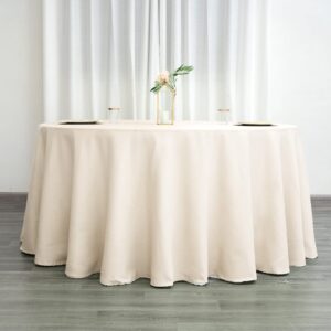 Efavormart 10PCS 120" Wholesale Round Tablecloth Polyester Round Table Linens for Wedding Party Banquet Restaurant - Beige