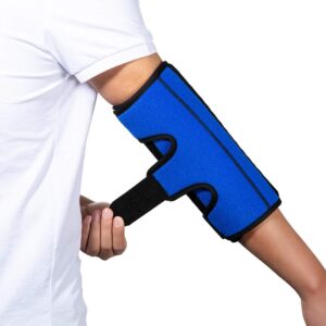 elbow brace for cubital tunnel syndrome, elbow immobilizer stabilizer support splint for arthritis pain relief tendonitis at night sleeping,arm brace for women and men, fits right & left (blue, m)