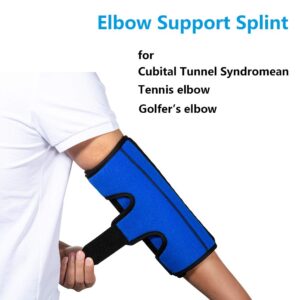 Elbow Brace for Cubital Tunnel Syndrome, Elbow Immobilizer Stabilizer Support Splint for Arthritis Pain Relief Tendonitis at Night Sleeping,Arm brace for Women and Men, Fits Right & Left (Blue, M)