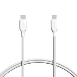 amazon basics usb-c to usb-c 2.0 fast charging cable, 480mbps transfer speed, usb-if certified, 10 foot, white