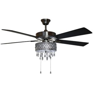 river of goods led ceiling fan with crystal chandelier - 52" l x 52" w - glam ceiling fan with lights