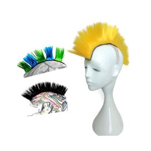 hhongjm helmet hawks motorcycle helmet mohawk synthetic wigs for bicycle/almost helmet/stick reusable design (golden yellow) (helmet not included)