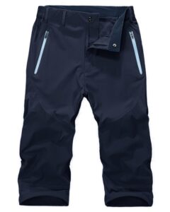 magnivit long shorts for men hiking cargo shorts quick dry lightweight capri 3/4 cropped pants navy blue
