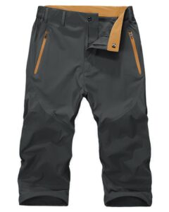 magnivit men's shorts with long length outdoor performance three-quarter jogger 3/4 capri pants dark grey
