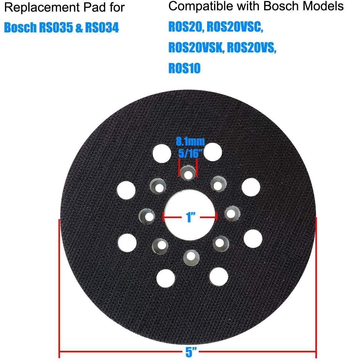 5 Inch Hook&Loop Replacement Sander Backing Pad for Bosch RS035 & RS034 - Compatible with Bosch ROS20VS, ROS20VSC, ROS20VSK, ROS20, ROS10