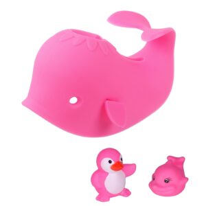 bath spout cover, faucet cover baby bathroom tub faucet cover protector for kids, bathtub spout cover for baby kids toddlers protection accessories baby safety universal bath silicone toys whale pink