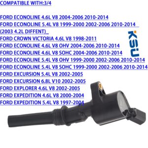 KSU Compatible With Ignition Coil Pack for Ford EXPEDITION EXPLORER F-150 F-250 F-350 F-450 CROWN VICTORIA E-150 E-250 E-350 E-450 MUSTANG THUNDERBIRD LINCOLN MERCURY 4.6L 5.4L V8 DG508 DG457(8Pack)