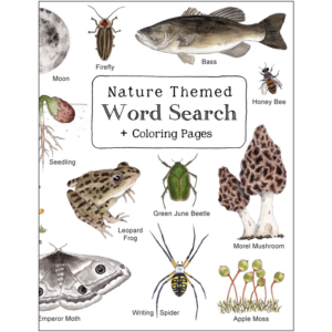 nature themed word search book with coloring pages