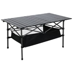 yusing portable camping table, inch folding aluminum roll up camp table with carrying bags for outdoor camping, hiking, picnic, beach, fishing, backpacking, bbq, rv (37.8"x21.7"x18.9")