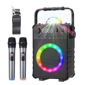 verktop karaoke machine, portable karaoke systems for adults & kids bluetooth karaoke speaker machine with disco lights and wired microphone