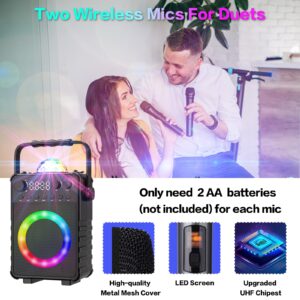 VerkTop Karaoke Machine, Portable Karaoke Systems for Adults & Kids Bluetooth Karaoke Speaker Machine with Disco Lights and Wired Microphone