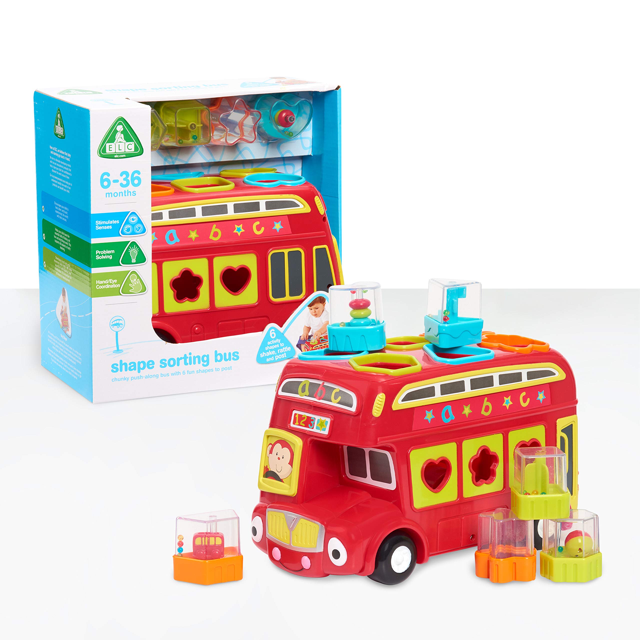 Early Learning Centre Shape Sorting Bus, Stimulates Senses, Fine Motor Skills, Hand Eye Coordination, Problem Solving, Kids Toys for Ages 06 Month, Amazon Exclusive