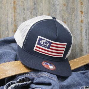 HOOEY Men's American Made Buffalo Flag Mesh Ball Cap Blue One Size