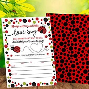 Your Main Event Prints Ladybug Baby Shower Invitations, Red Lady Bug Baby Shower Invites with Diaper Raffles Cards, Sprinkle, 20 Invites