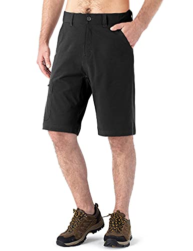 NAVISKIN Men’s 10.5" UPF 50+ Sun Protection Cargo Shorts Quick Drying Outdoor Recreation Shorts Fishing Hiking Multi Pockets Black M