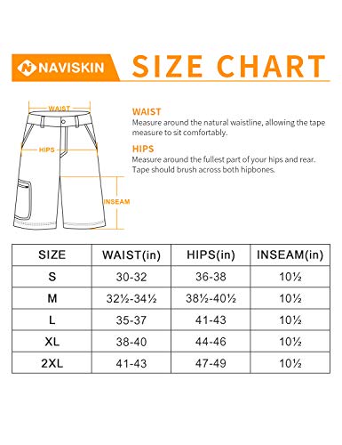 NAVISKIN Men’s 10.5" UPF 50+ Sun Protection Cargo Shorts Quick Drying Outdoor Recreation Shorts Fishing Hiking Multi Pockets Black M