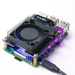 yahboom raspberry pi quiet cooling fan for raspberry pi 5 4b 3b+ 3b intelligent temperature control programmable rgb（oled display include）