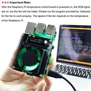 Yahboom Raspberry Pi Quiet Cooling Fan for Raspberry Pi 5 4B 3B+ 3B Intelligent Temperature Control Programmable RGB（OLED Display Include）