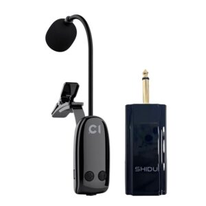 UHF Wireless Instruments Saxophone Microphone, with Receiver Detachable Clip, Universal for Speaker Professional Musical Orchestra Trumpet HiFi Megaphone Voice Amplifier Condenser Mini Mic