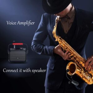 UHF Wireless Instruments Saxophone Microphone, with Receiver Detachable Clip, Universal for Speaker Professional Musical Orchestra Trumpet HiFi Megaphone Voice Amplifier Condenser Mini Mic