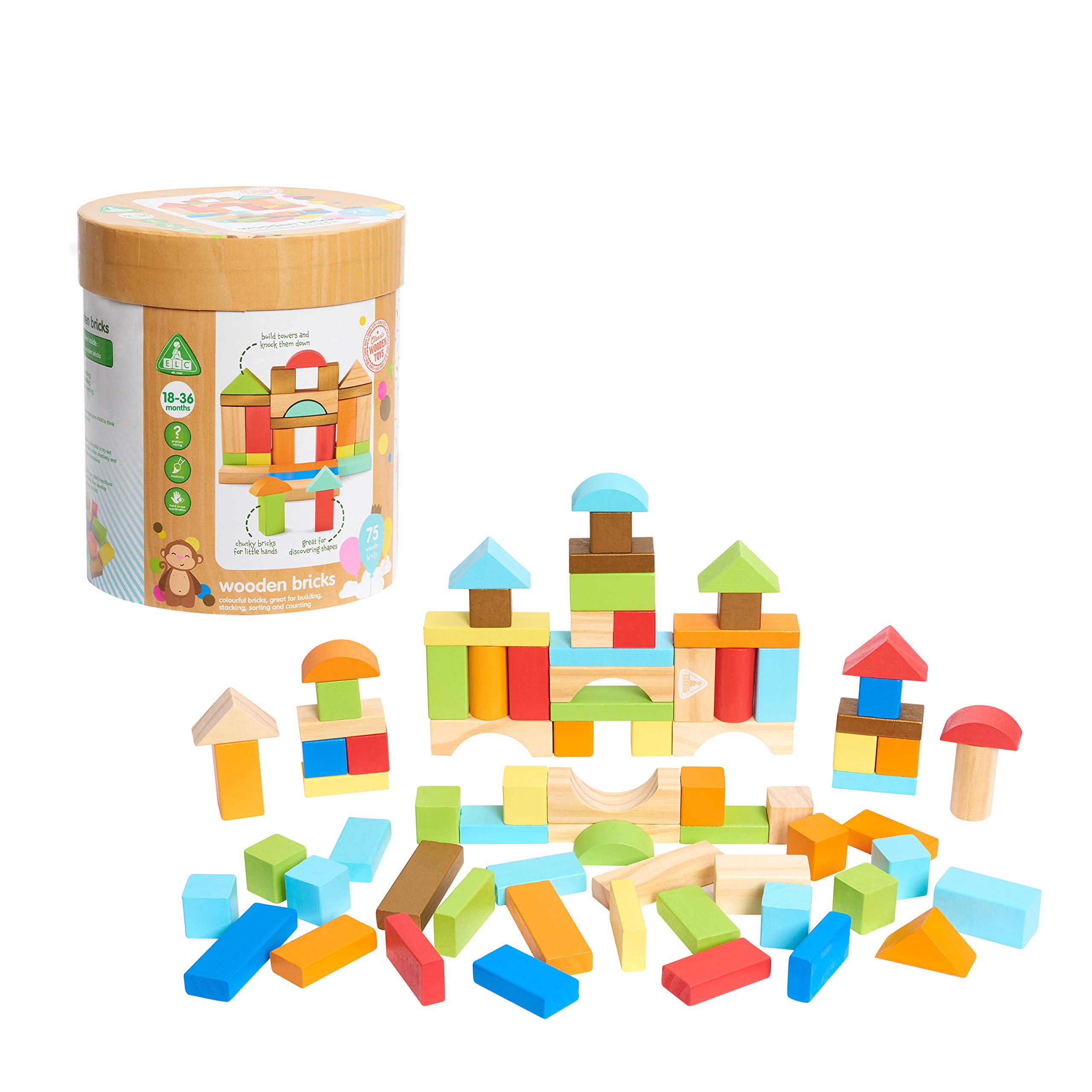 Early Learning Centre Wooden Bricks, Problem Solving, Hand Eye Coordination, Creativity, Kids Toys for Ages 18 Month, Amazon Exclusive