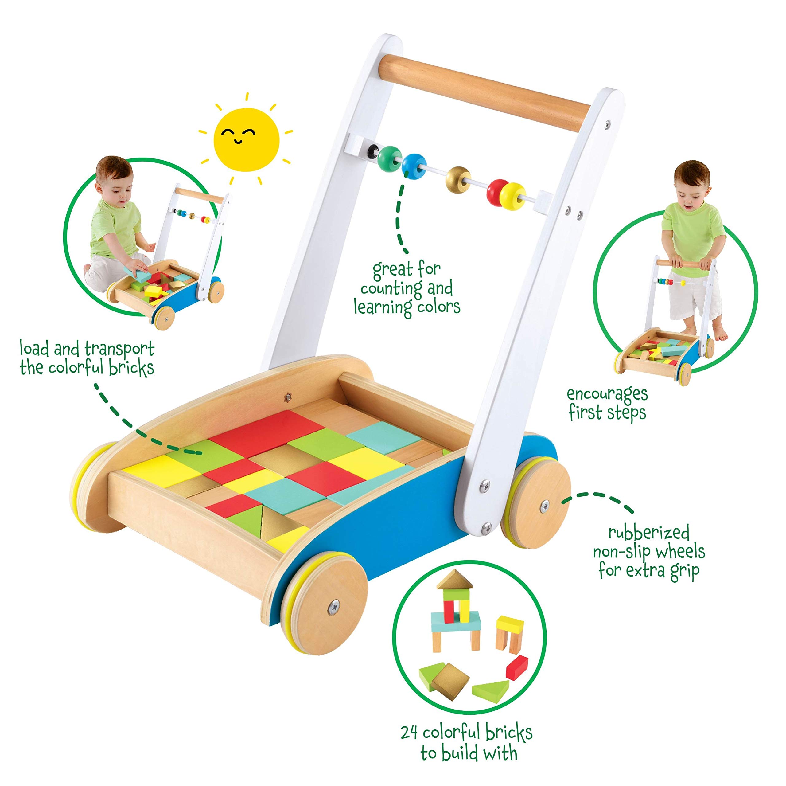 Early Learning Centre Wooden Toddle Truck, Hand Eye Coordination, Physical Development, Instills Confidence, Kids Toys for Ages 18 Month, Amazon Exclusive